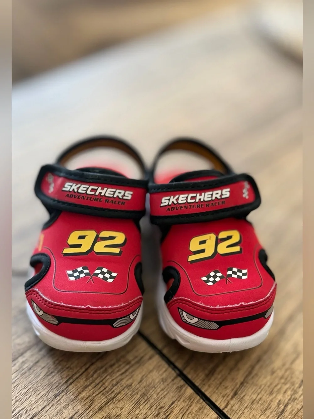 Skechers Kids' Red Racing Sandals - Lightweight Slip-On child size 7 light up!
